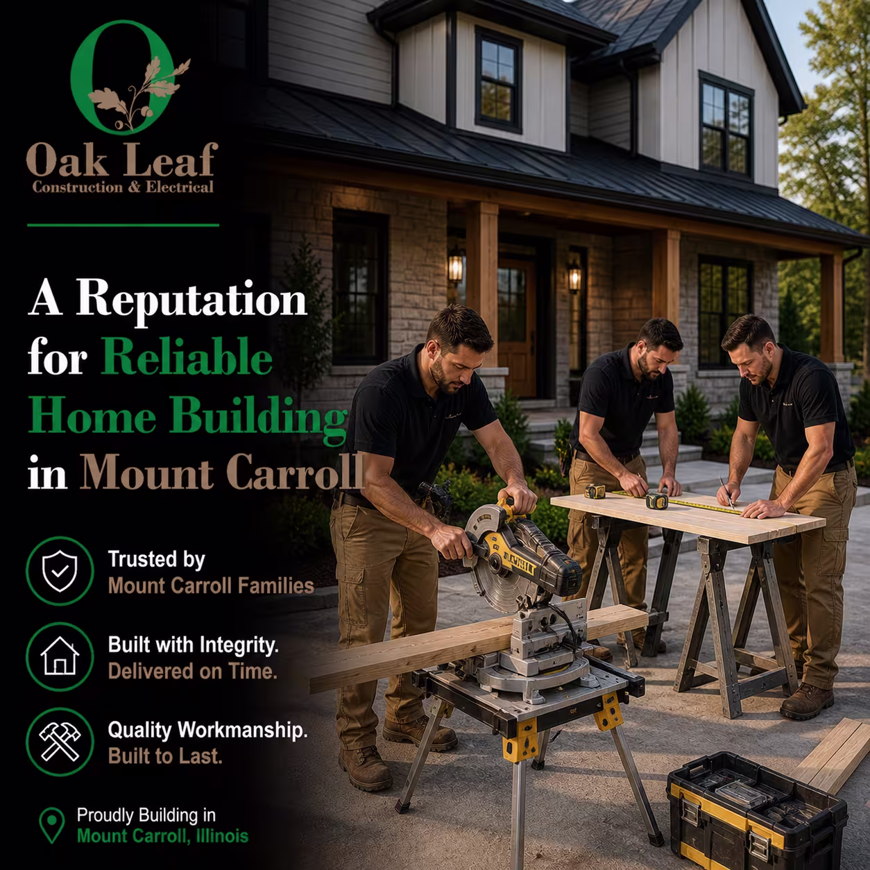 A Reputation for Reliable Home Building in Mount Carroll for custom projects