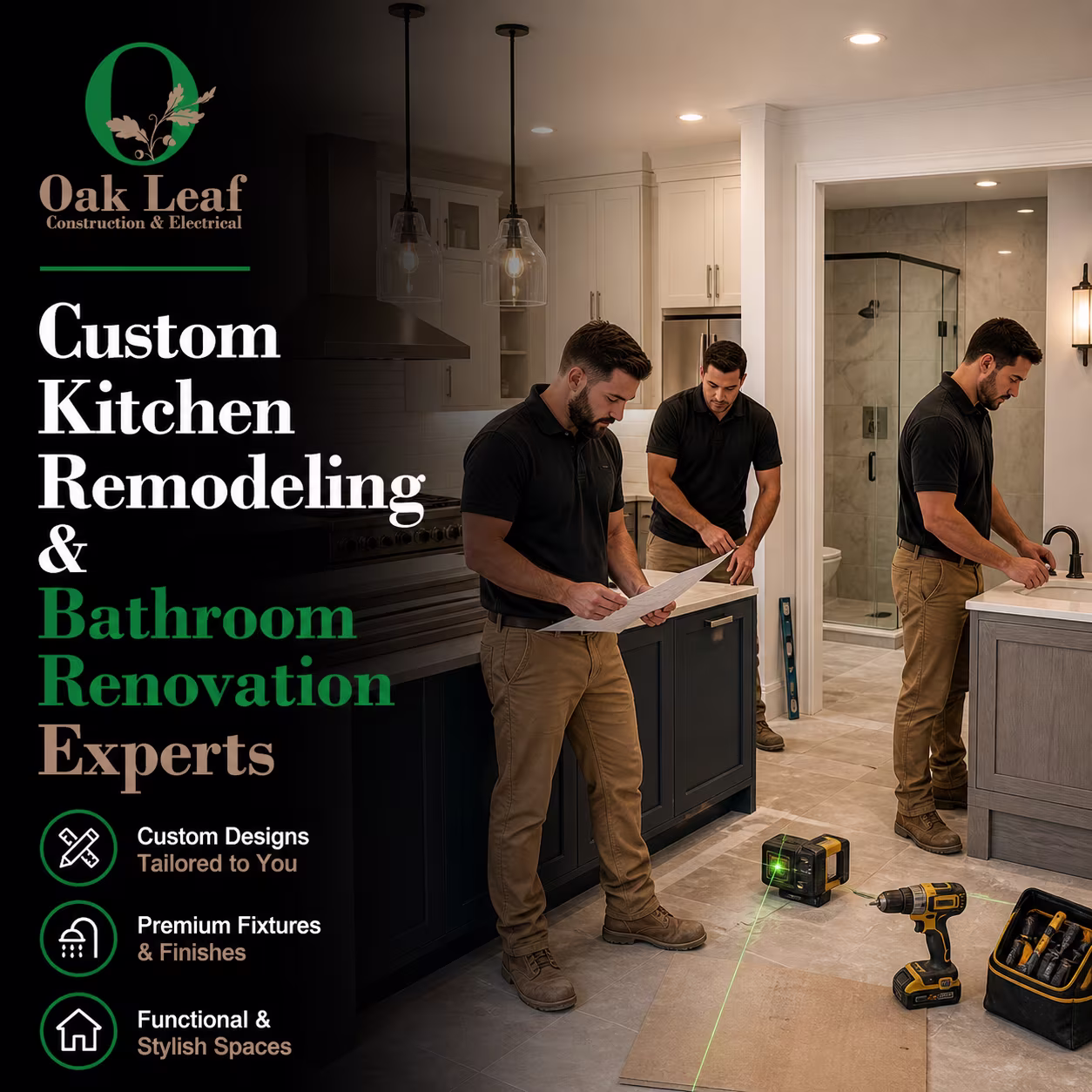 Custom Kitchen Remodeling and Bathroom Renovation Experts with professional team