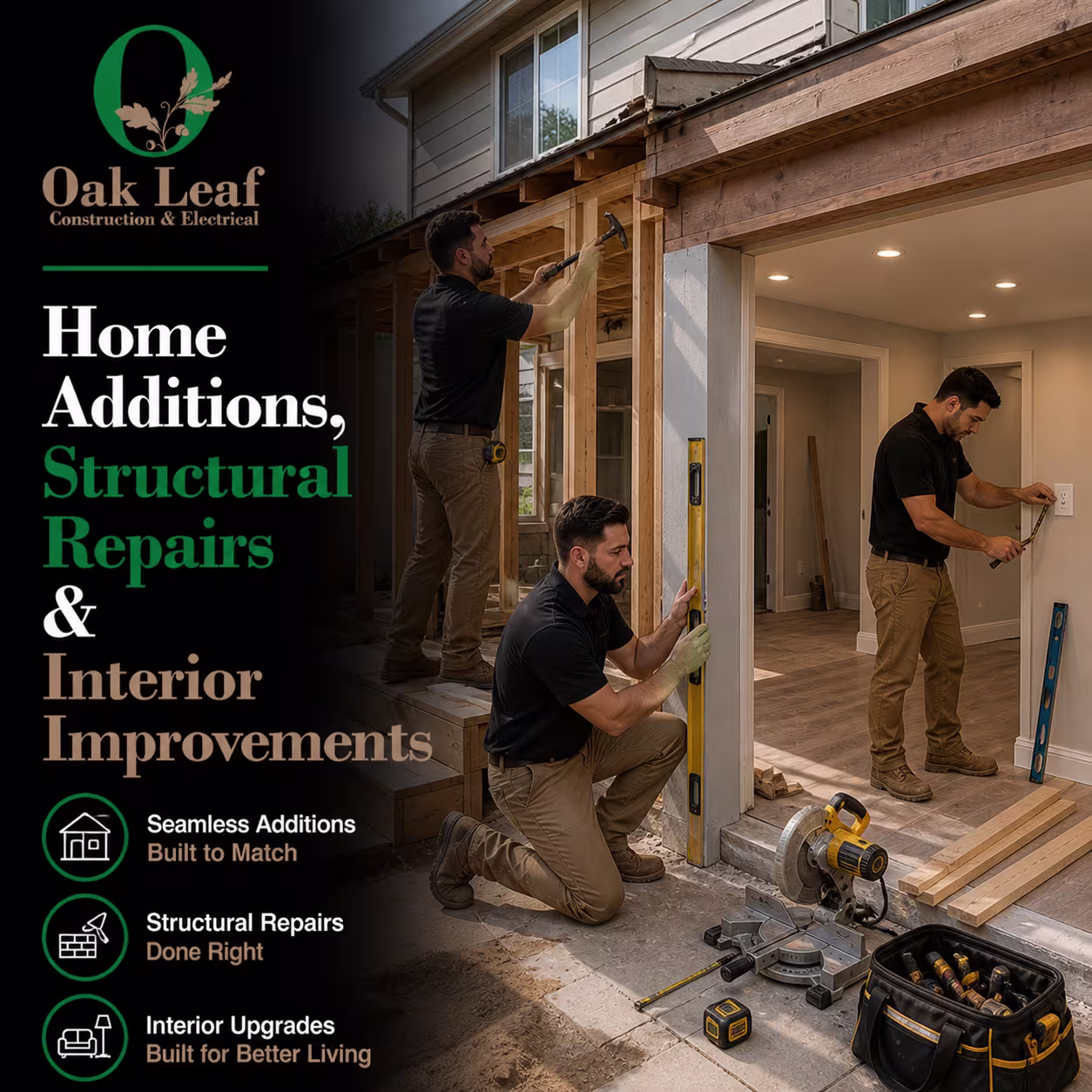Home Additions, Structural Repairs and Interior Improvements for complete home renovation