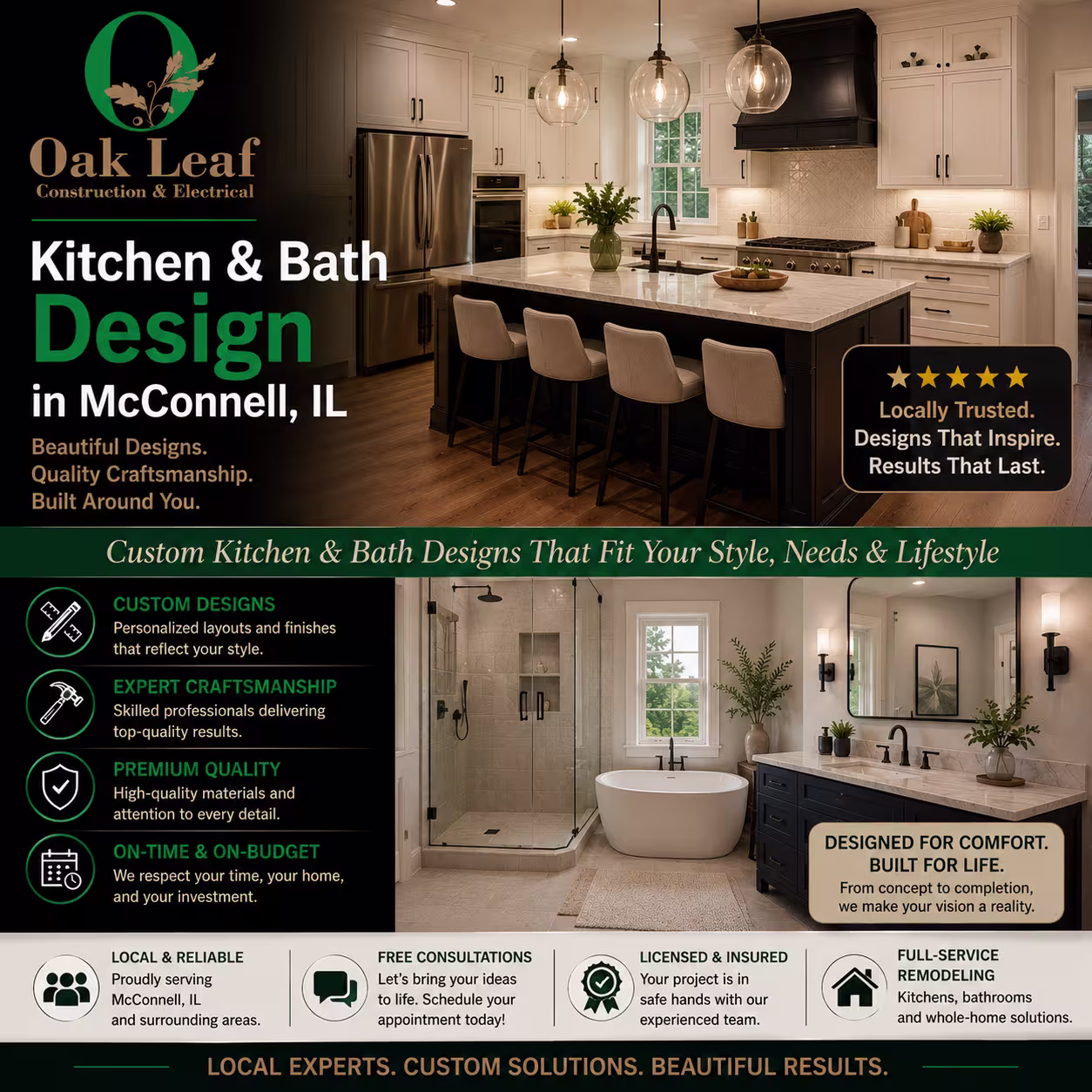 Kitchen & Bath Design in McConnell, IL for custom remodeling ideas